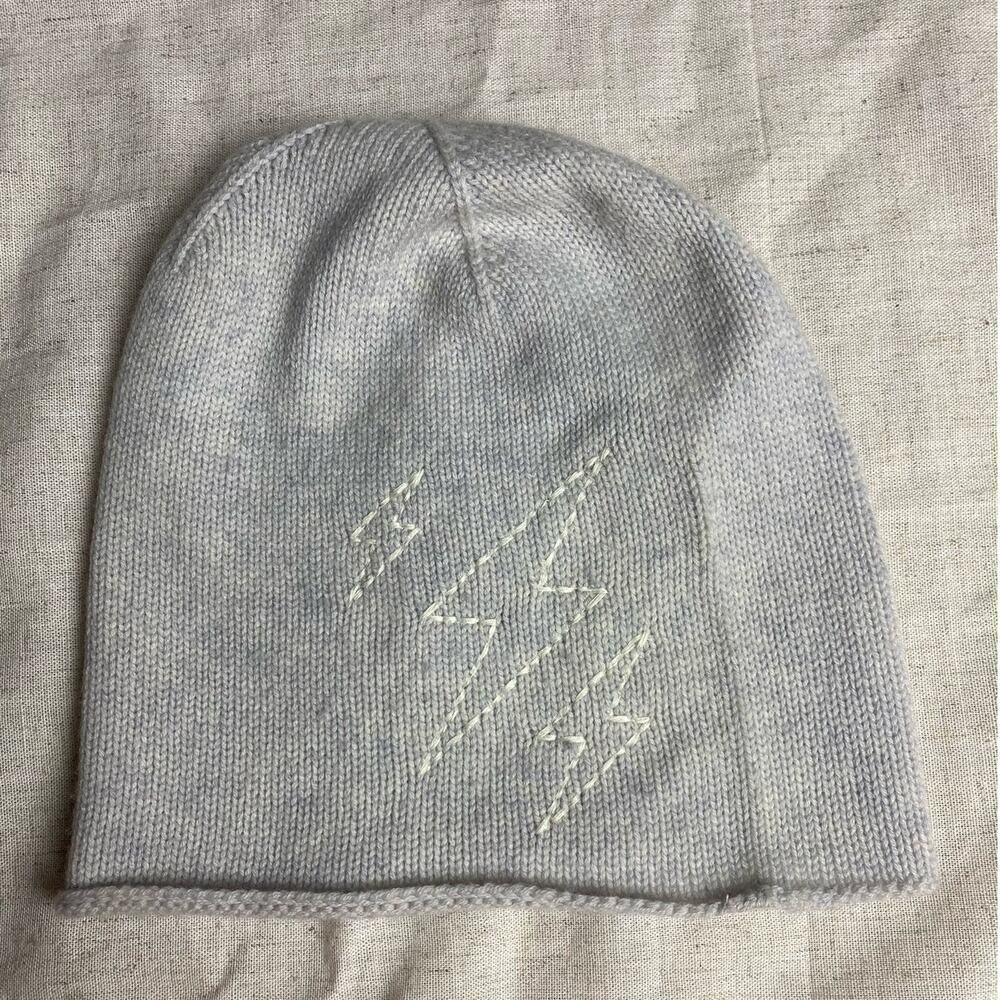 SUNDRY White Bolts Embroidered Wool Cashmere Beanie
